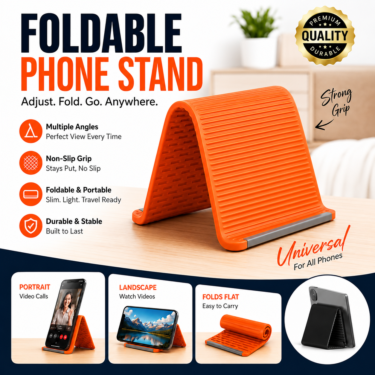 Flexible Folding Silicone Phone & Tab Holder