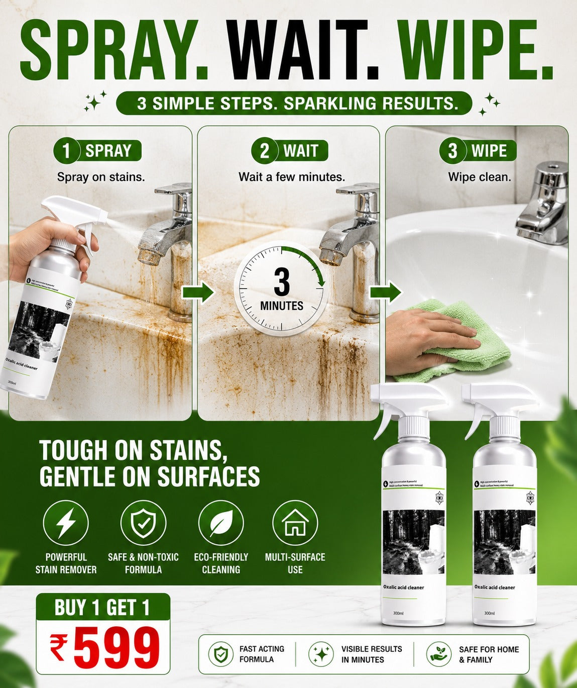 Multi-Purpose Oxalic Acid Stain Removal Spray (Pack of 2)
