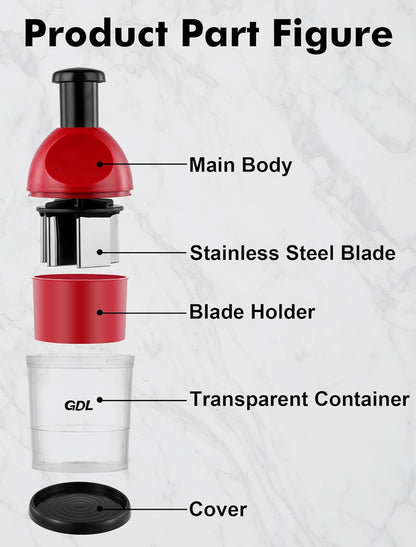 Vegetable Hand Press Chopper With Container
