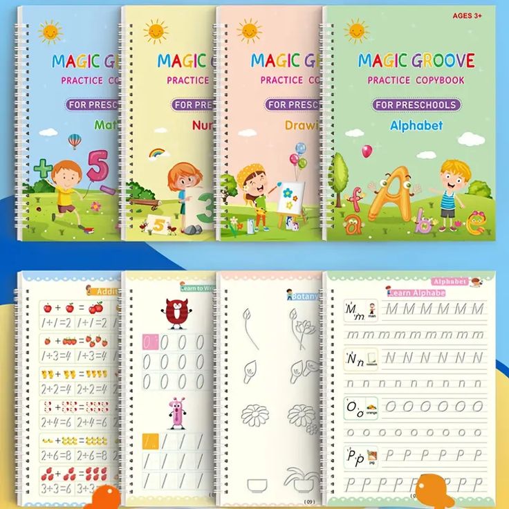 Reusable Magic Practice Set – 4 Guided Journals, 1 Pen, 10 Invisible Refills