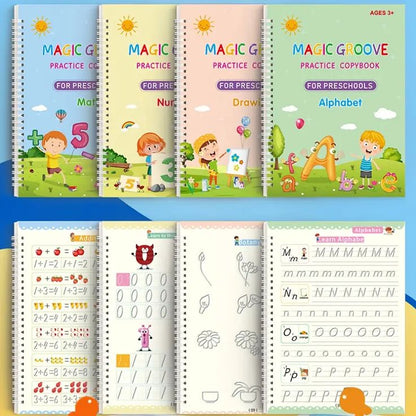 Reusable Magic Practice Set – 4 Guided Journals, 1 Pen, 10 Invisible Refills