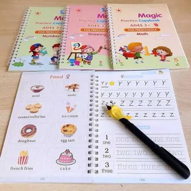 Reusable Magic Practice Set – 4 Guided Journals, 1 Pen, 10 Invisible Refills