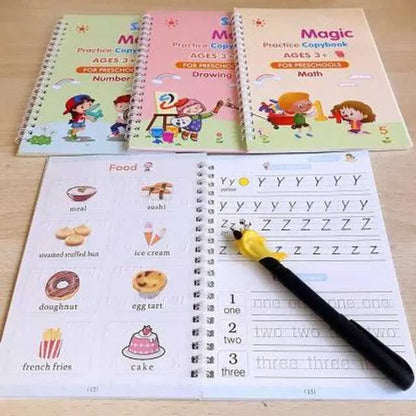 Reusable Magic Practice Set – 4 Guided Journals, 1 Pen, 10 Invisible Refills