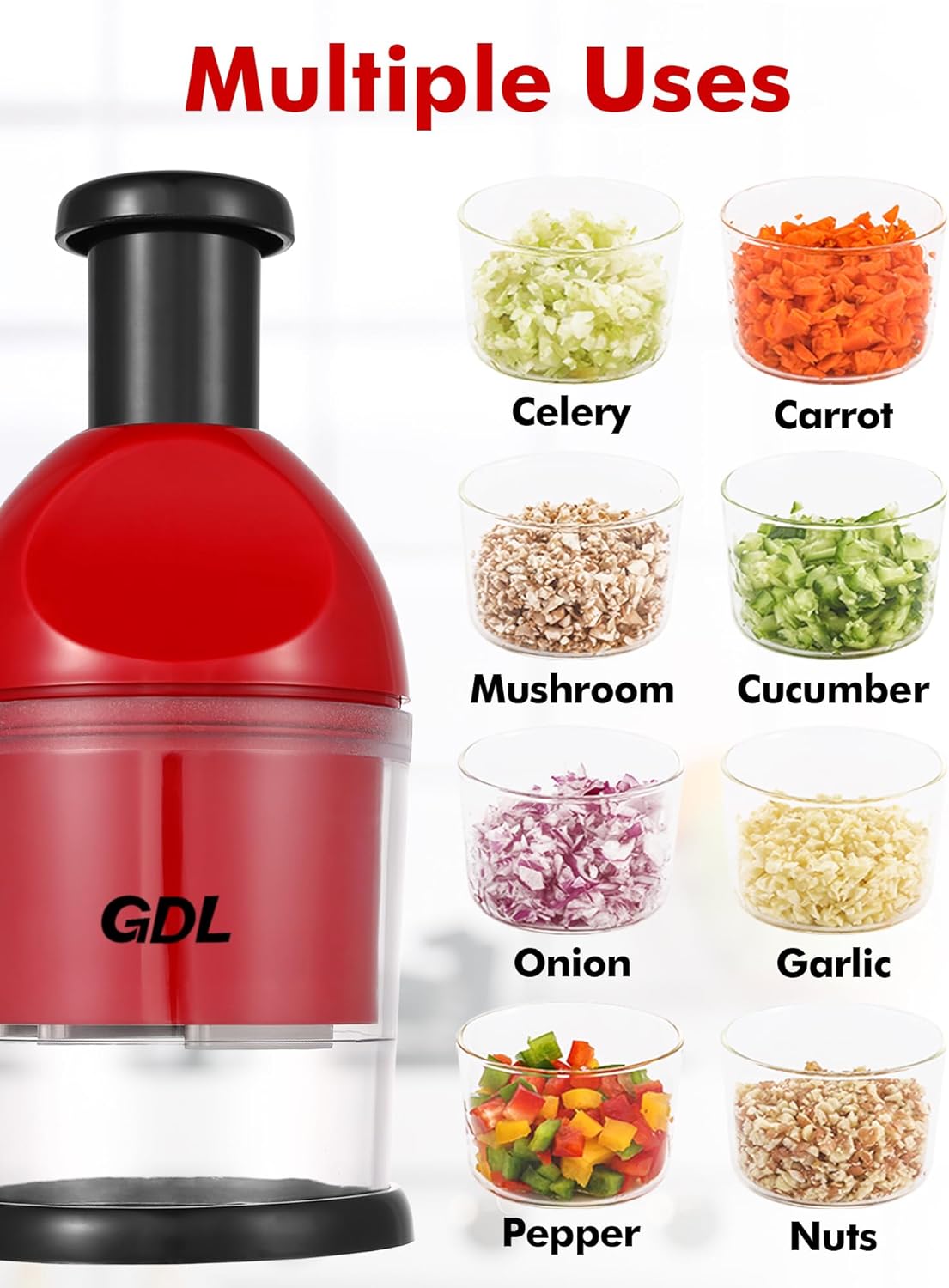 Vegetable Hand Press Chopper With Container